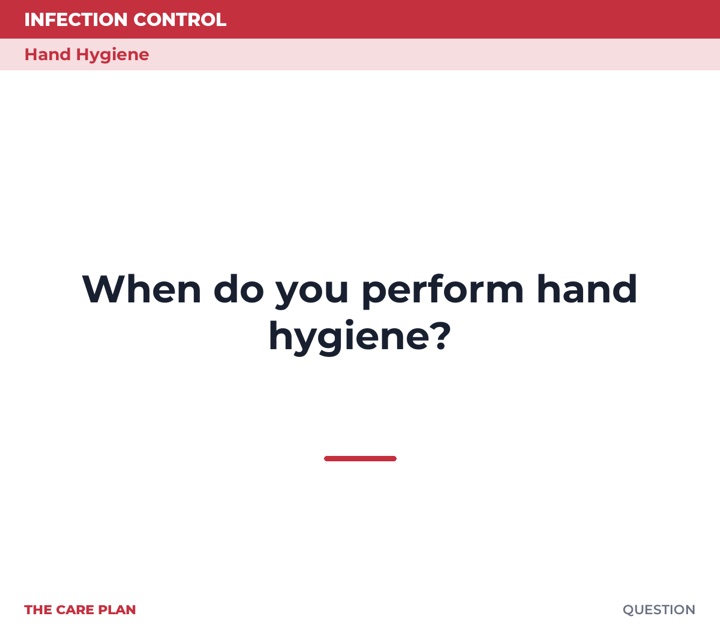 Front of the When do you perform hand hygiene? card