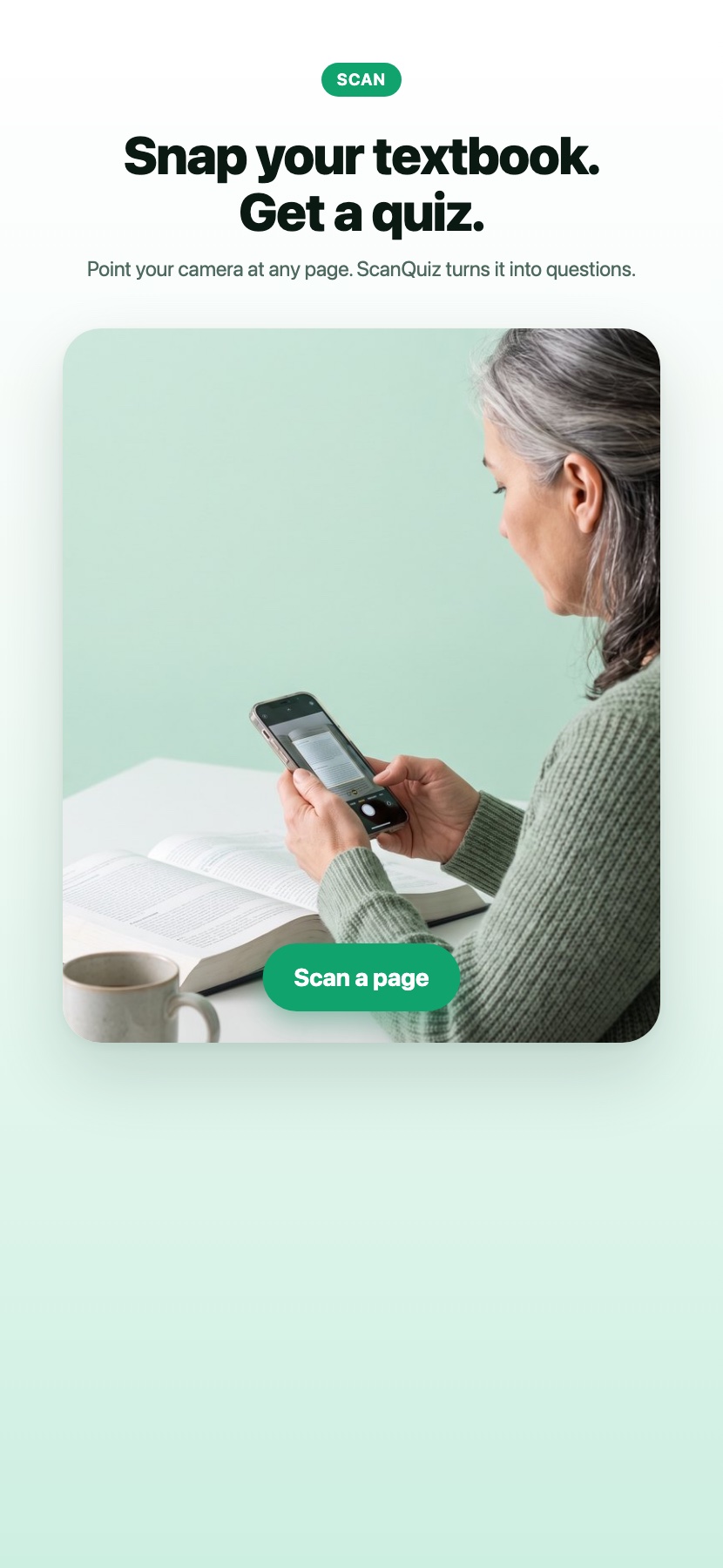 Snap your textbook, get a quiz.